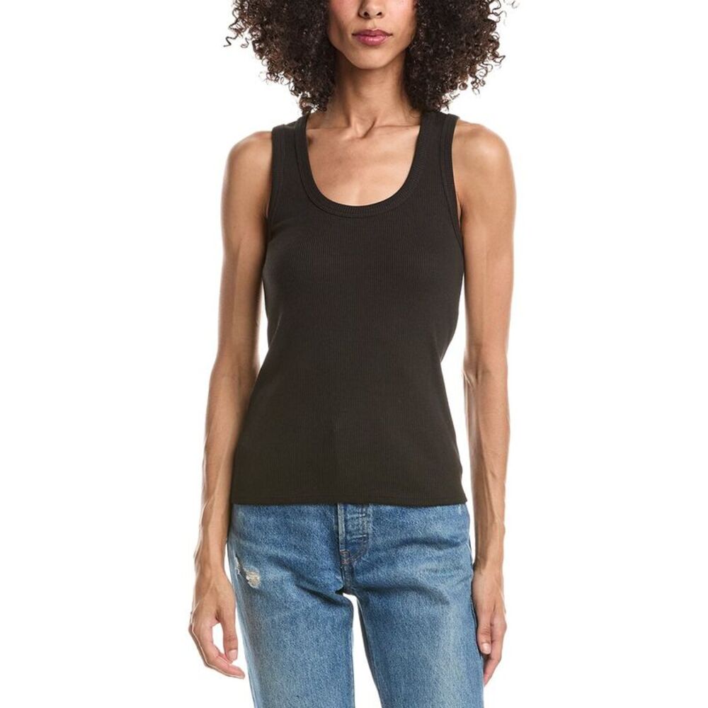 Theory Womens Scoop Neck Rib Tank Top, Black